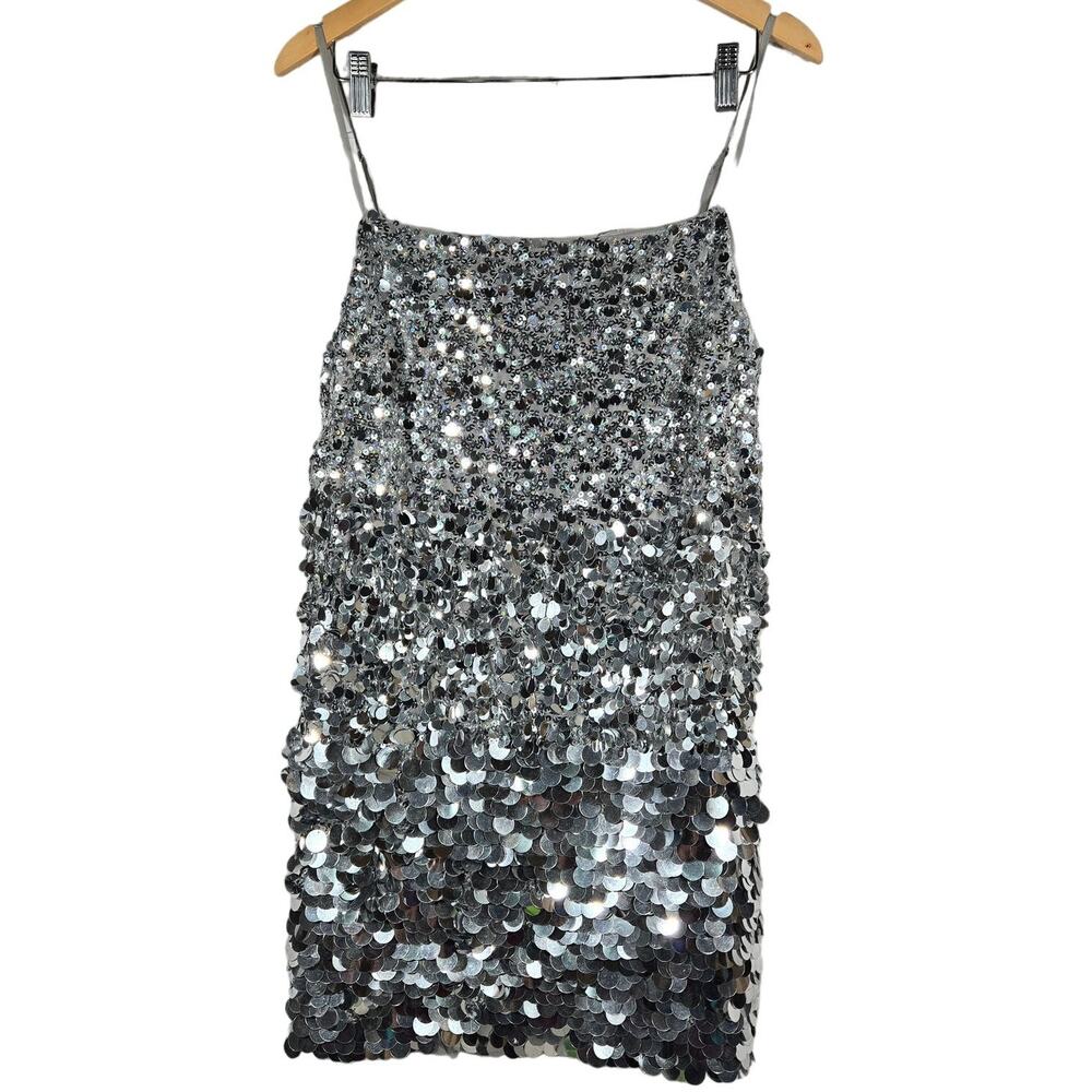 J. Crew Collection mixed-sequin mini dress in Silver L NWT
